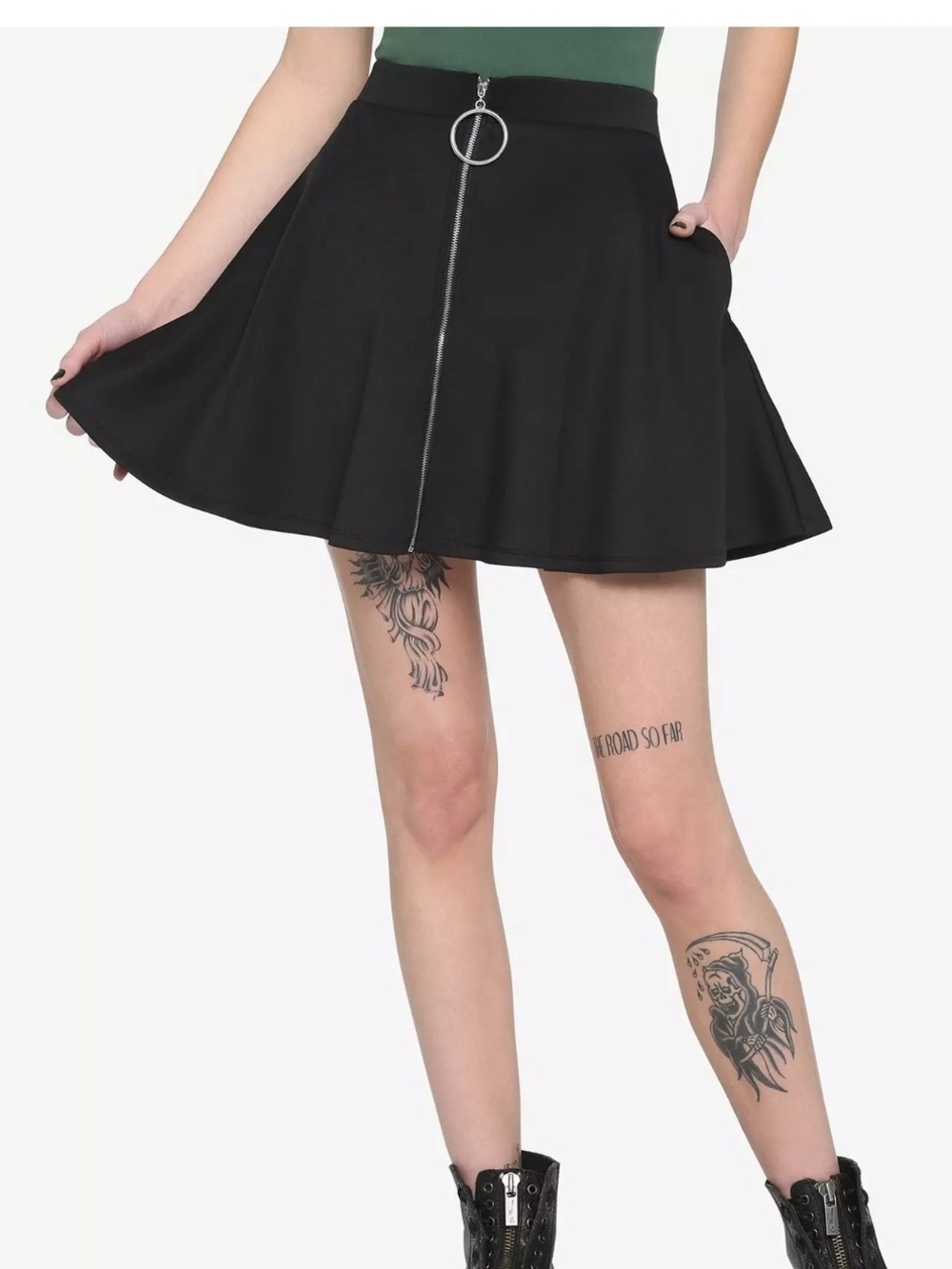 Black O-Ring Zipper Skirt